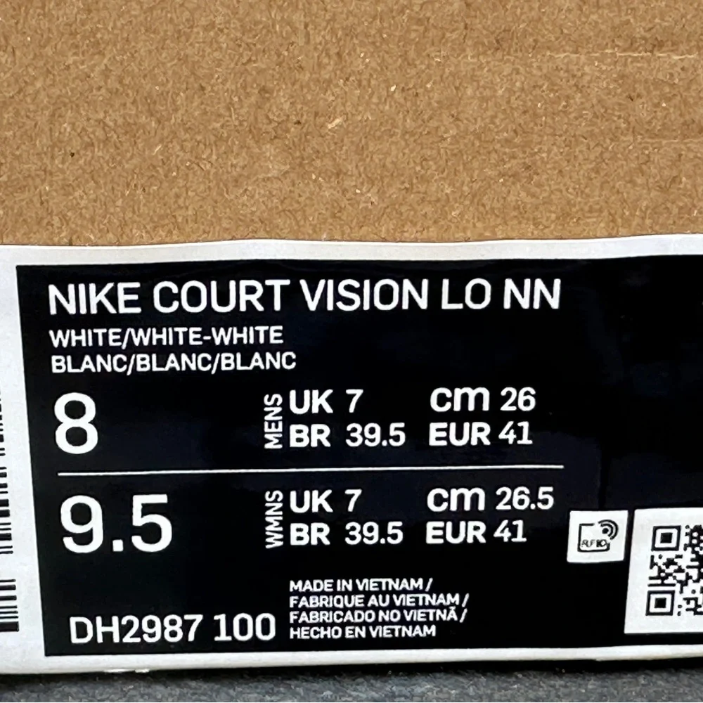 NEW Nike Court Vision Low Next Nature All White - Mens US 8 | Womens US 9.5